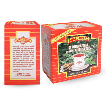 Green Tea with Ginseng Bags | 25 Count | 3 Pack | Smooth Balanced Taste | Green Tea &amp; Ginseng Blend