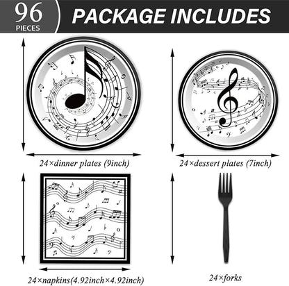 Musical Note Plates Napkins Music Themed Party Tableware Musical Notes Dinnerware Disposable Paper Plates for Baby Shower Music Concert Birthday Karaoke Party Supplies 24 Guests