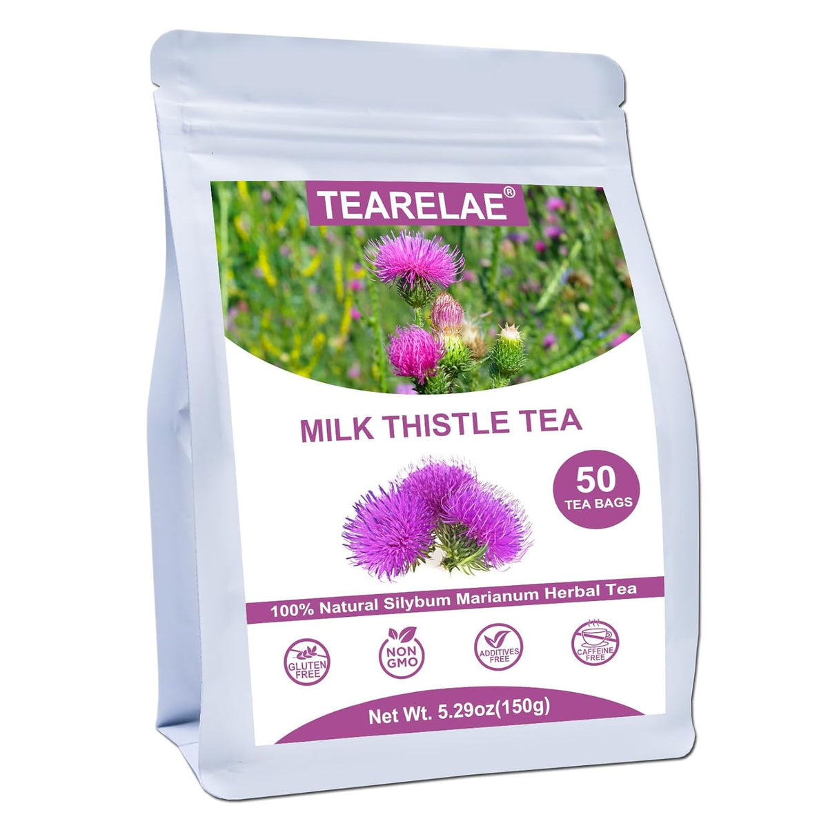 Tearelae - Milk Thistle Tea - 3g x 50 Count - 100% Natural Milk Thistle Seeds Tea Bags - Non-GMO