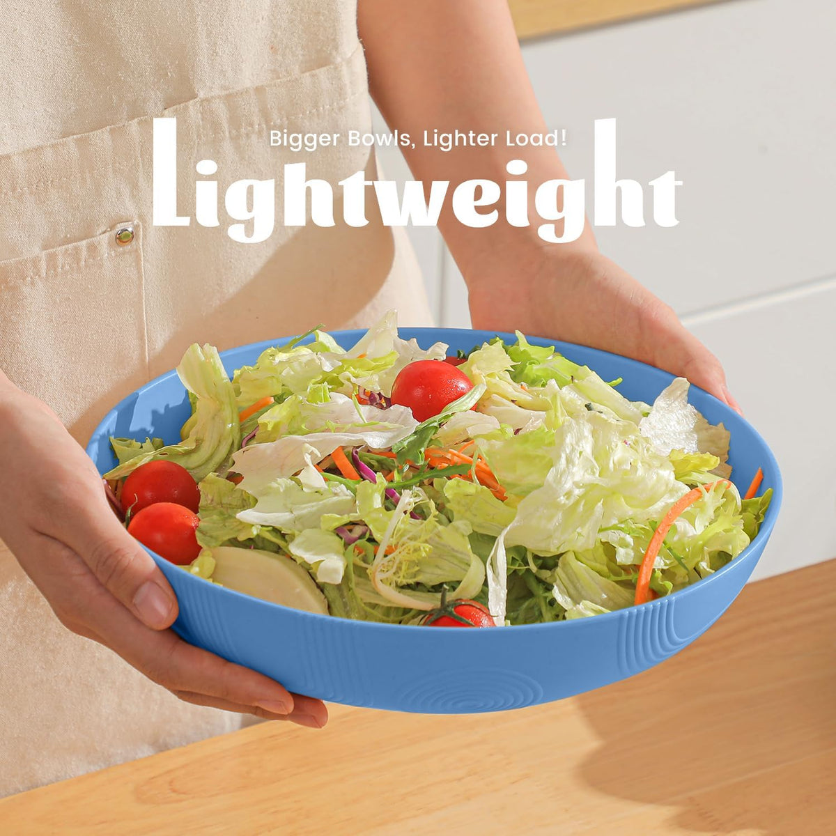 Homienly Wheat Straw Big Bowls Salad Bowls Set of 6 10 inch Serving Bowls 65 oz Large Bowls Plastic Plates Bowls Wide and Shallow Bowls for Kitchen