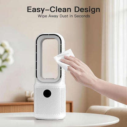 let'me Bladeless Desk Fan Small Quiet,5-Speed Bedside Table Fan with 3-Level Brightness Night Light, 72° Oscillation, 9-Hour Timer, Wired Power with Adapter,Fan for Bedroom Office Home,13x5 Incn