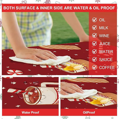 Picnic Table Cover with Bench Covers Set of 3, Elastic Fitted Tablecloth for 6 Foot Tables, Washable Polyester Tablecloths for Camping, Indoor & Outdoor