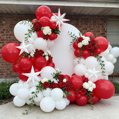 60pcs Red and White Balloons Kit, 12 Inch White Red Party Latex Balloons for Birthday, Graduation, 4th of July, Sports Party & Patriotic Party Decorations