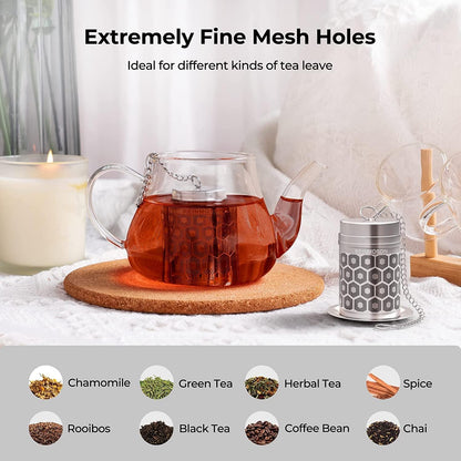 2 Pack Reinmoson 304 Stainless Steel Tea Strainers for Loose Tea 1.5”x2.2”