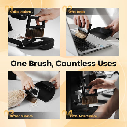 MHW-3BOMBER Small Coffee Brush, Hand Broom and Dustpan Set, Magnetic Small Brush and Dustpan Set Soft Bristles