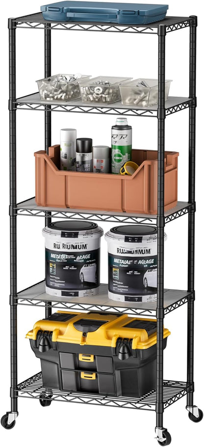 SINGAYE 5 Garage Heavy Duty Shelving Unit Kitchen Pantry Close Home Organizers and Storage Bathroom Shelf Laundry Room Organization Industrial Book Metal Wire Adjustable Shelves
