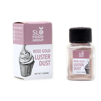 Slofoodgroup Rose Gold Luster Dust, Rose Gold Colored Edible Glitter, 5 Gram Bottle