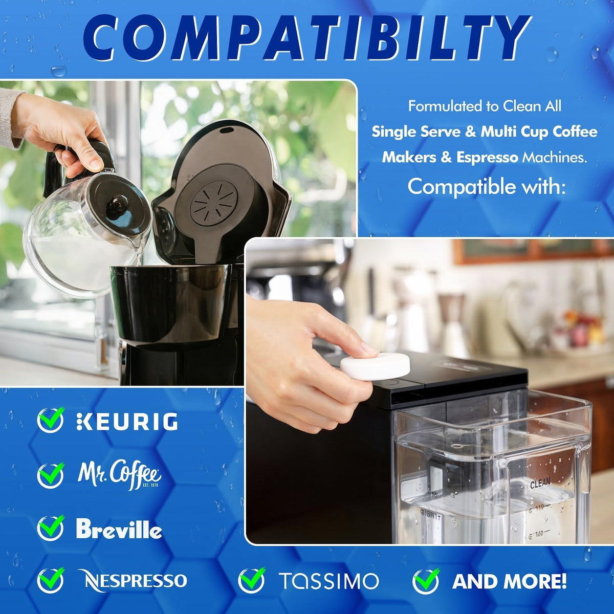 Coffee Machine Cleaner Descaler Tablets - 1 Years Supply, Fast-Acting Formula Compatible With Nespresso, Keurig, Ninja, Delonghi, Miele, Removes Limescale from Espresso & Drip Coffee Machines