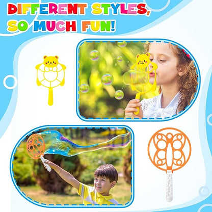 10 Pcs Bubble Wands Set, Big Bubble Wand for Kids Adults with Tray, Large Bubble Makers Bulk for Summer Outdoor Activities Birthday Gifts Party Favors