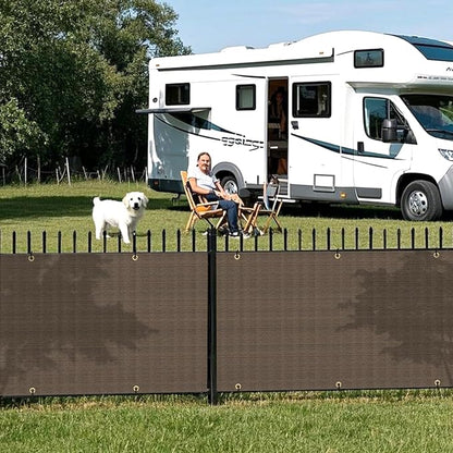 2.5' x 15' Balcony Privacy Screen Fence Cover with Zip Ties Grommets for Apartment Patio Porch Deck Backyard Outdoor (Brown)