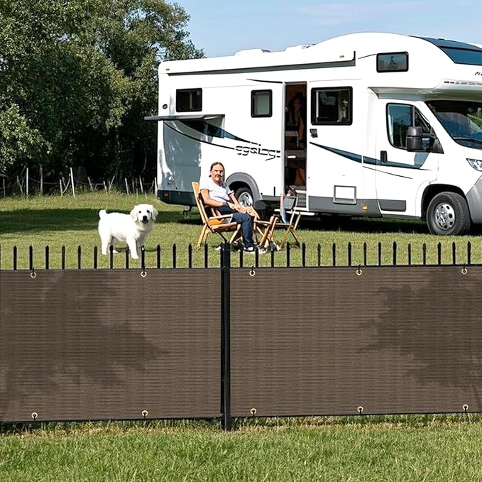 2.5' x 218' Balcony Privacy Screen Fence Cover with Zip Ties Grommets for Apartment Patio Porch Deck Backyard Outdoor (Brown)