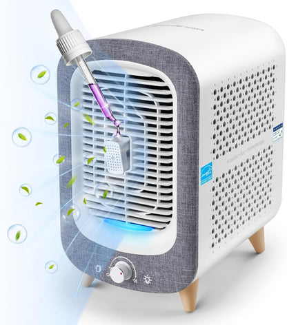 Jafanda Air Purifier for Home Bedroom 780sq ft, HEPA & Activated Carbon, Air Cleaner with Fragrance Sponge & Nightlight for Smoke, Allergies, Dust, Odor, VOC, Pet Dander, Pollen, Office, Desktop,Grey