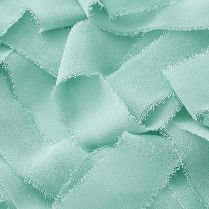DORIS HOME Mint Green Chiffon Ribbon for Flower Bouquet, 2" x21Yd Fabric Ribbon for Gift Wrapping, Handmade Frayed Ribbon for Wedding, Chiffon Silk Ribbon for Christmas Decorations