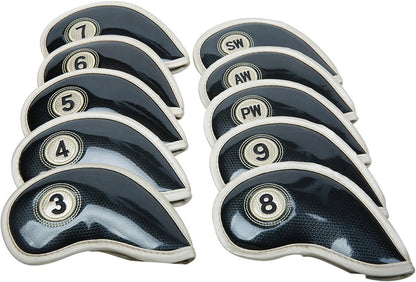 HISTAR 10pcs Crystal Pu Leather Golf Iron Head Covers Set Iron Club Headcover