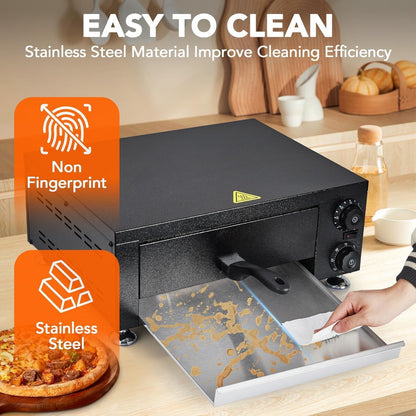 Commercial Electric Pizza Oven 12" 1100W Sealed Stainless Steel Countertop Pizza Maker with Timer for Restaurant, Pizzeria, Food Truck | Indoor Professional Baking Equipment