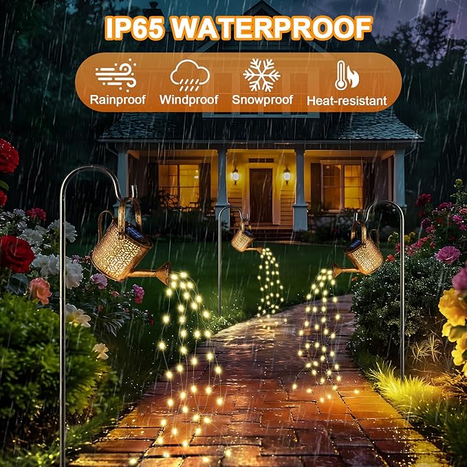 2 Pack Solar Watering Can Lights, Solar Lights Outdoor Decorative, Small Hanging Lantern Landscape Light Waterproof, Outside Garden Decor for Yard Lawn Patio, Gifts for Mom Grandma Women Birthday