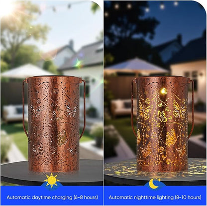 Homemory Butterfly Solar Lanterns Outdoor Waterproof, Birthday Gifts for Women Mom Grandma, LED Solar Lights Metal Decoration Outside for Yard, Patio, Backyard, Porch, Lawn