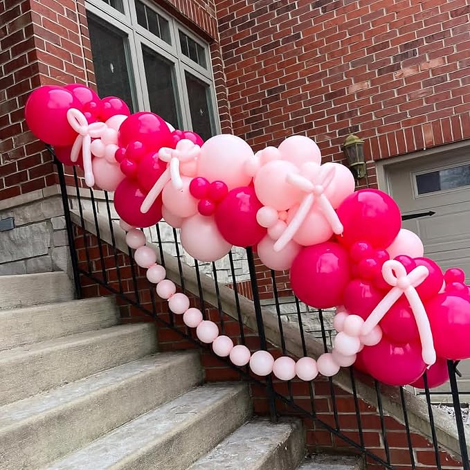 Pink Balloons, 60Pcs Hot Pink Balloons, Pink Metallic Balloons with 12in for Girls Women Baby Shower Valentine's Day Wedding Birthday Party Decoration