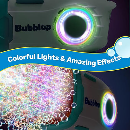 Play-Act 69 Holes Bubble Machine Guns Toys, Bazooka Rocket Shape Bubble Gun for Kids Adults, Colored Lights Blaster Blower with Solution Outdoor, Summer Toys, Party Favors, Wedding, Birthday