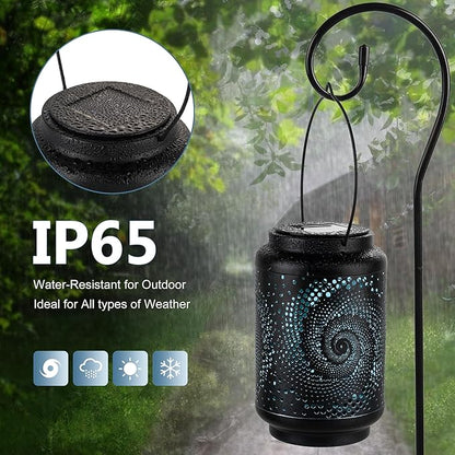 Solar Lanterns Waterproof Outdoor Hanging - 4 Packs Solar Powered LED Light with Blue Spiral, Pathway Landscape Lights for Garden, Patio, Backyard, Porch, Lawn, Mothers Day Gifts for Mom