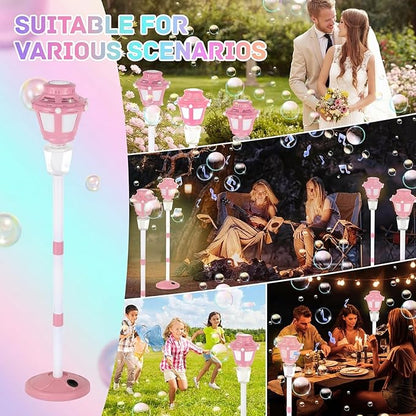 Automatic Bubble Machine with Music & Lights, Battery Operated Bubble Blower Maker for Kids and Adults, Outdoor Toy for Wedding, Birthday & Party