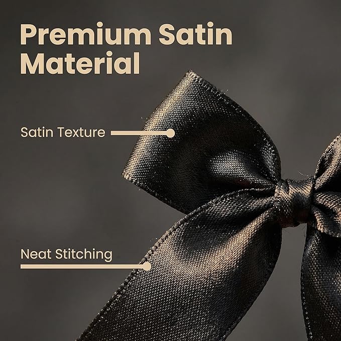 Black Gift Wrap Bows – 50pcs 3.3 Inch Elegant Satin Bows for Gift Wrapping, Wedding Decor, Baby Shower, Party Decorations, Birthday, Easter, Christmas, Anniversary, DIY Crafts, Gift Bags