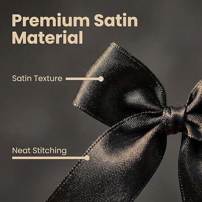 Black Gift Wrap Bows – 100 Pcs 3.3 Inch Elegant Satin Ribbon Bows for Men's Gifts & Black Tie Wedding – Halloween Decor, Formal Events, Gift Wrapping, Party Decorations (Includes 50 Adhesive)