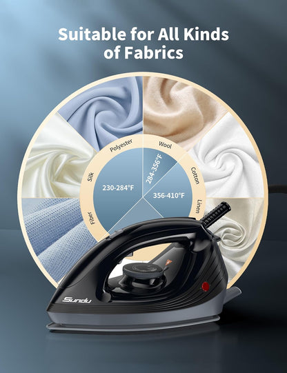 Sundu Iron Steamer for Clothes,1600W Steam Station Professional Steam Iron For Clothes with 44 oz Tank, 400 microsteam holes, Built-In Pump, Ceramic baseplate,Iron Lock For Easy Carry