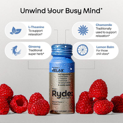 RYDE Variety Shots, Tropical, Orange &amp; Raspberry Flavors, 24 Pack | energy and focus support; calm support; three-flavor assortment; daily wellness supply; vegan zero calorie