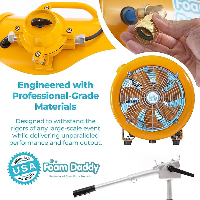 FoamDaddy HD Pro Stacker Foam Cannon – Brandable High-Output Metal Machine for Professional & Large Scale Events – Covers 30x30ft Area – Mount, Pump, Hose, Stand, Remote Control, Ultra-Concentrate Gel