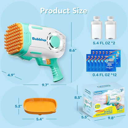 Play-Act 69 Holes Bubble Machine Guns Toys, Bazooka Rocket Shape Bubble Gun for Kids Adults, Colored Lights Blaster Blower with Solution Outdoor, Summer Toys, Party Favors, Wedding, Birthday