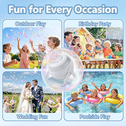2026 Bubble Machine, 20000+ Bubbles Rechargeable Bubble Maker, Automatic Bubble Blower with Lights & 360° Adjustable Angle, Outdoor Bubble Toys Gifts for Kids, Birthday Parties, Backyard, Wedding