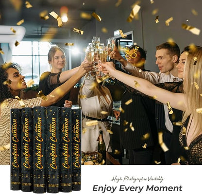 [6 Pack] 12 Inch Confetti Cannon Party Poppers Gold，LUMAFIZZ Confetti Shooters Blaster for Birthday Graduation Wedding Christmas New Year’s Eve and Any Celebrations
