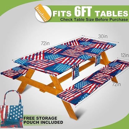 Picnic Table Cover with Bench Covers Table Cloth Tablecloth Summer Outdoor Rv Patio Tent Camping Glamping Campsite Camper Essentials Accessories Items Gear Gadgets Stuff Necessities Supplies Must Have
