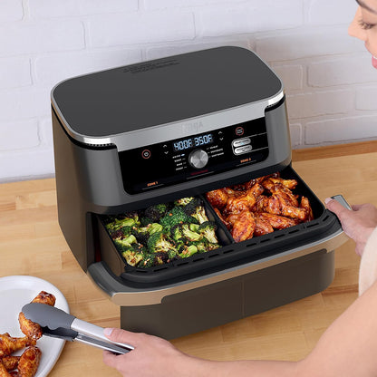 Ninja Foodi 11 Quart 7-in-1 MegaZone XL FlexBasket Air Fryer, Basket Divider for Full Meals, Air Fry, Roast, Grey (Renewed)
