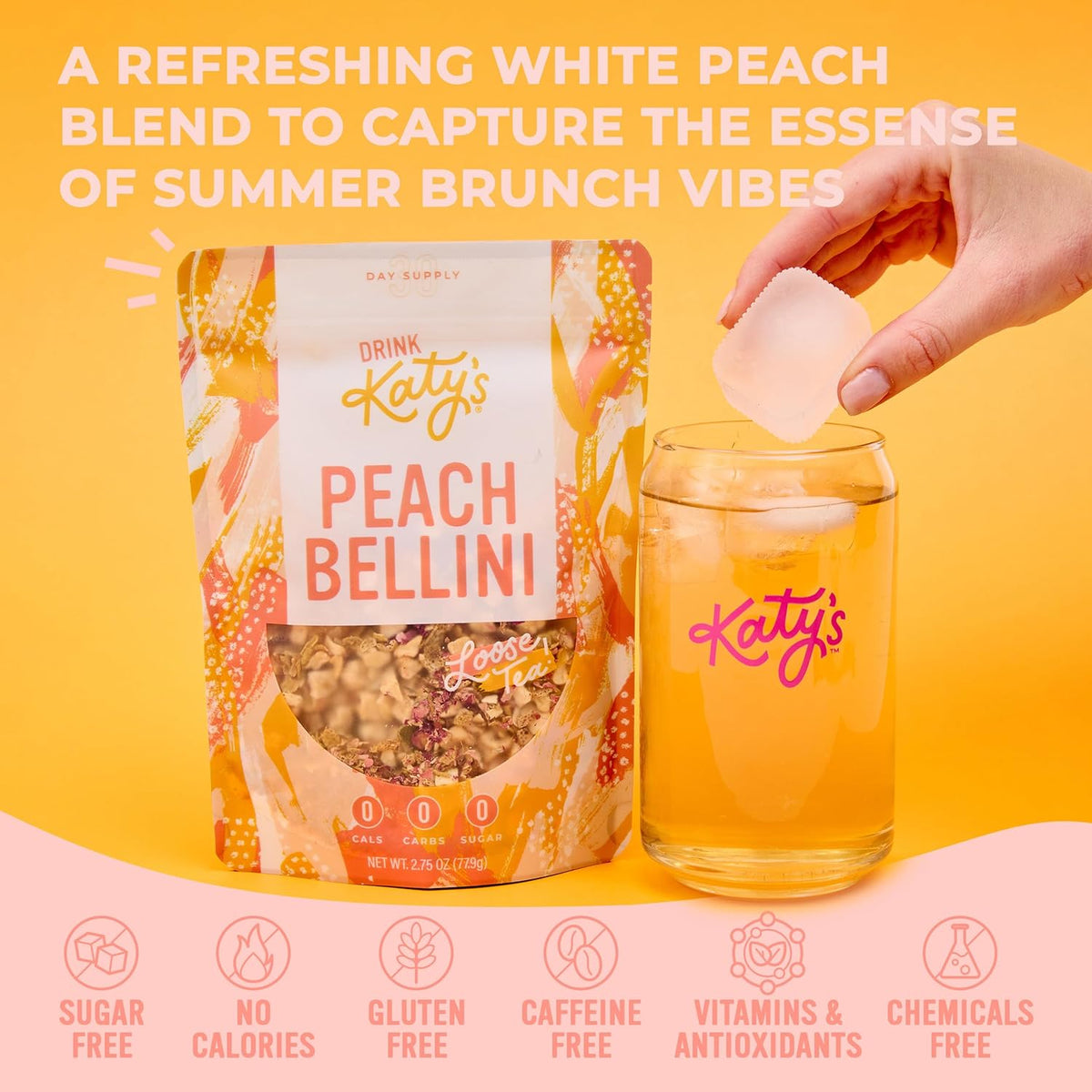 Katy’s Peach Bellini Loose Leaf Tea, Fruity & Refreshing Light White Herbal Tea, Apple, Peach & Mango, Caffeine-Free Tea, 30+ Cups, Hot or Iced