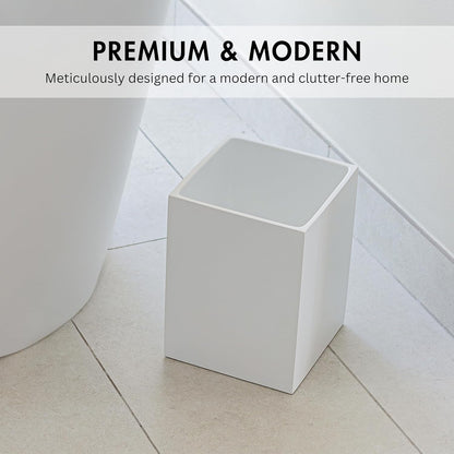 Matte White Square Small Trash Can, 2 Gallons / 7.5L Garbage Can, Waste Basket for Home, Bathrooms, Office, Under Desk, Bedroom, Laundry Room, Kitchen, Kids Room, and Dorm