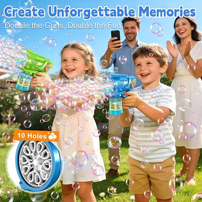 2-Pack Bubble Guns for Kids 4-8: Automatic Bubble Machine Gun with Bubble Solution Refill & LED Light - Great Party Toys for Outdoor Easter Wedding Birthday - Summer Toy for Toddlers