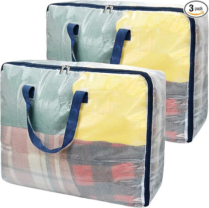 Clear Storage Bags with Zipper, 75L Extra Large Capacity - Closet, Underbed Storage Organizer for Clothes, Bedding, Comforter, Toys, Pillow & Blanket (2)