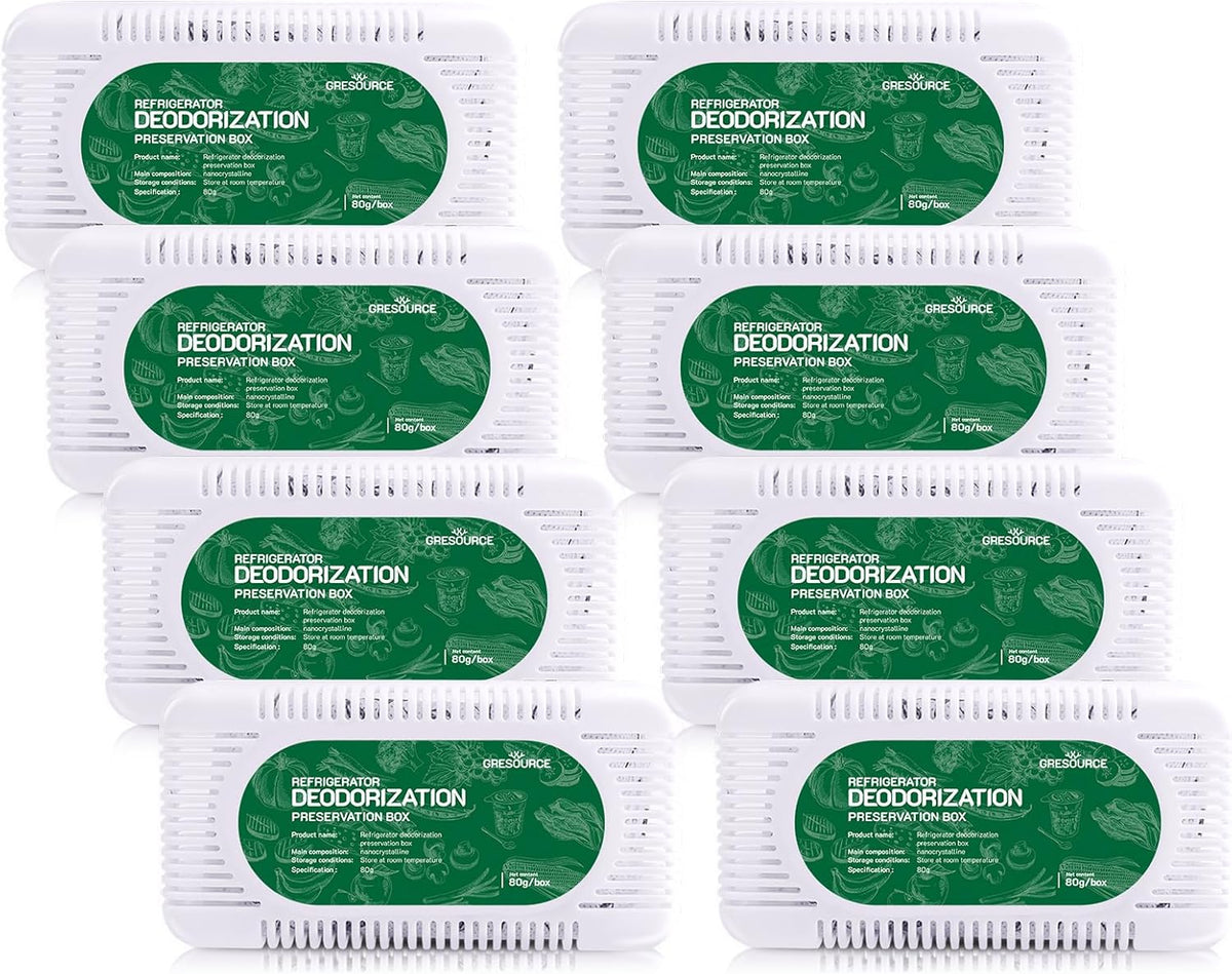 8 Pack Fridge Deodorizer, Refrigerator and Freezer Deodorizer Odor Eliminator Reusable, Unscented Activated Carbon Odor Absorber and Moisture for Freezers, Coolers, Closet and Trash Can