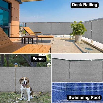 Eden's Decor Balcony Privacy Screen Cover Mesh Windscreen Weather-Resistant UV Protection for Backyard Deck, Patio, Balcony, Pool, Porch, Fence, Railing, Gardening (Grey,3'4"x 15')