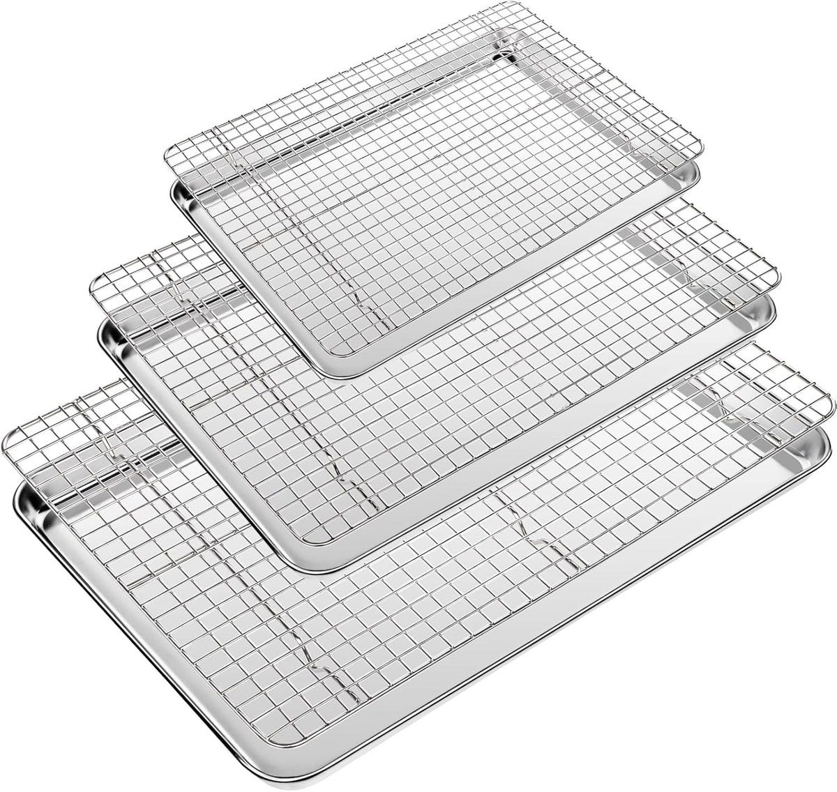 Cekee Baking Sheet with Wire Rack Set of 6 (3 Cookie Sheets for baking + 3 Cooking Racks)
