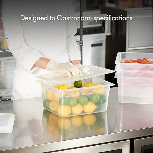 CURTA 4-Pack 1/2 Size 6" Deep Food Pan with Handled Lid – NSF Commercial-Grade Translucent Polypropylene, Stackable Freezer-Safe Storage for Restaurants, Catering & Buffets