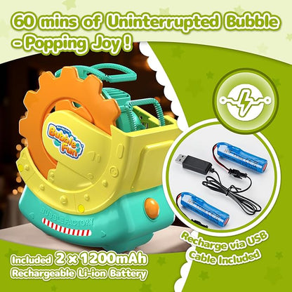 Rechargeable Bubble Machine for Kids – Extra Large Bubbles with Bubble-in-Bubble Effects, Fast Automatic Bubble Maker Toy with 8oz Solution, Bubble Blower for Indoor/Outdoor Play, Party, Wedding, Gift