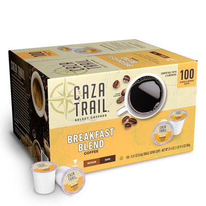 Caza Trail Coffee Pods, Breakfast Blend, Single Serve (Pack of 100)