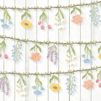Flower Party Banner Wildflower Garland Spring Floral Party Decorations 2PCS Enchanted Garden Hanging Banner Decor for Flower Theme Wedding Wild One Birthday Baby Shower Valentine's Supplies