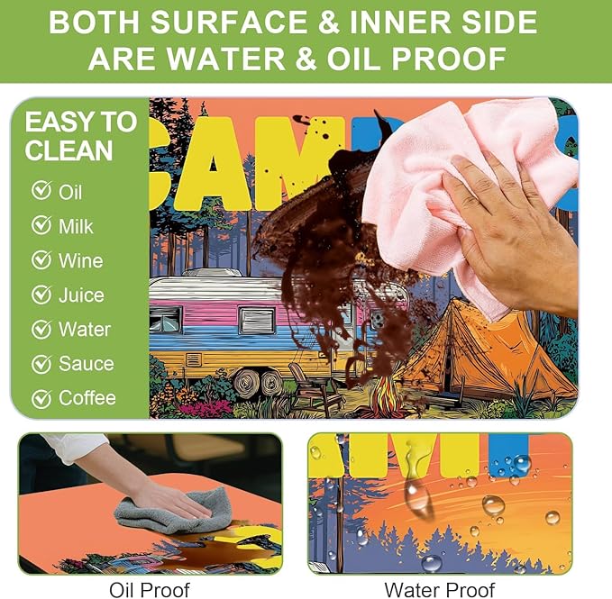 ANNA QUEEN Brand 6-Foot Camping Outdoor Picnic Table Cover, Includes Bench Cover, 3-piece Picnic Table Cover Set, 72 inches x 30 inches, Camping Outdoor Bench and Tablecloth Furniture Protection.