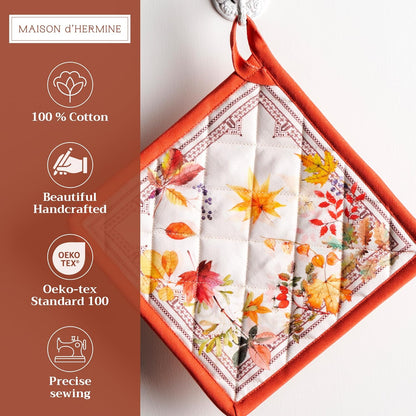 Maison d' Hermine Pot Holders 100% Cotton Heat Resistant Potholders 8" x 8" Hot Pads with Loop BBQ, Cooking, Baking, Grilling, Kitchen