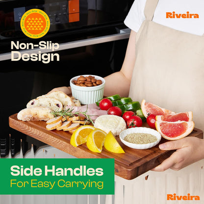 Riveira Walnut Cutting Board Set – Versatile And Durable: Set Of 3 Pcs Rectangular Wooden Cutting Board – Natural Wooden Cutting Boards For Kitchen