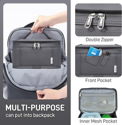 NOL Natural Organic Lifestyle Small Lunch Bag Mini Lunch Box Insulated Lunch Bag for Men/Women Leakproof Cooler Tote Bag Lightweight Nylon Waterproof Lunch Box For Work, Dark gray